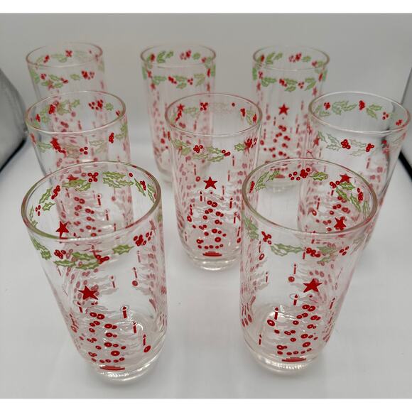 Vintage Libbey Christmas Tree Tumblers - Set of Festive Glasses - Picture 1 of 6